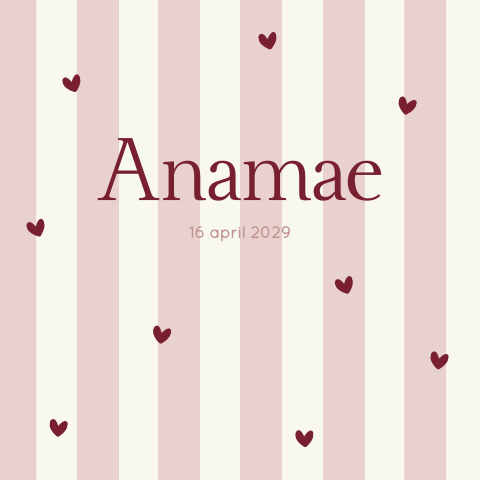 Geboortekaartjes Roze Gestreept Hartjes