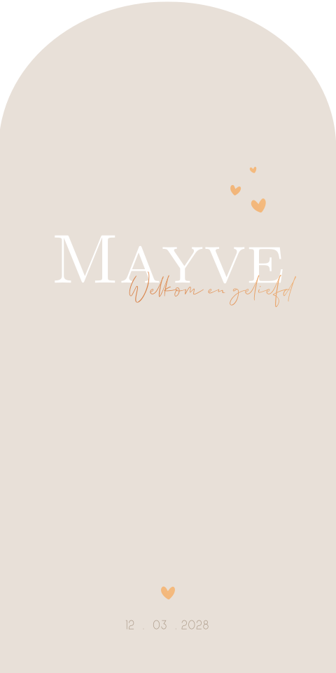 Geboortekaartje Meisje Beige Boogvorm