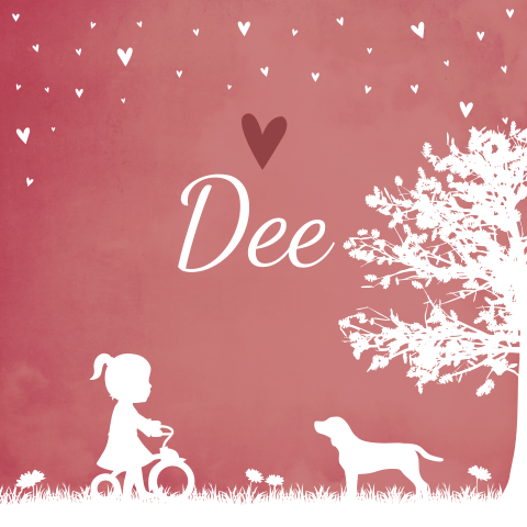 Geboortekaartje meisje roze fiets hond