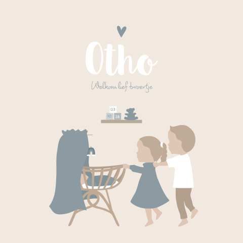 Geboortekaartje Jongen Silhouetten Kindjes Wiegje