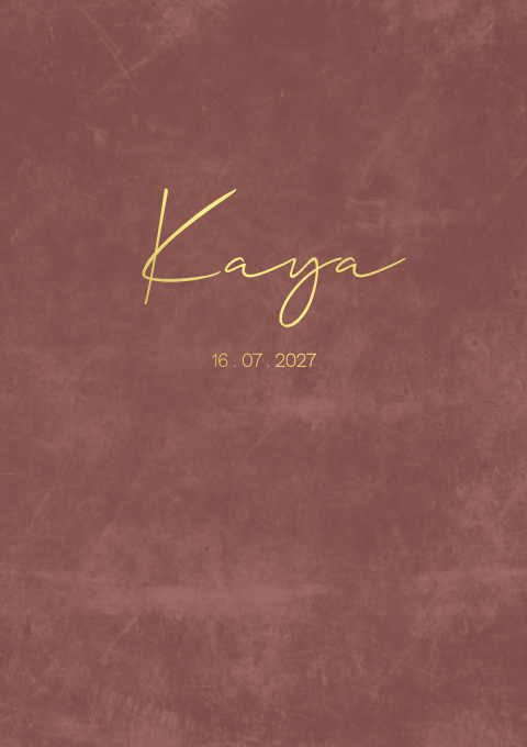 Geboortekaartje meisje velvetlook goudfolie