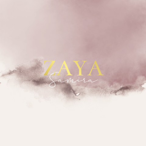 Geboortekaartje Oudroze Beige Waterverf Goudfolie