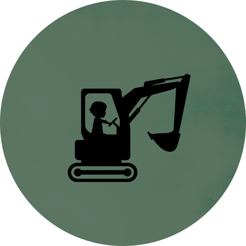 Sticker sluitzegel groen graafmachine jongetje