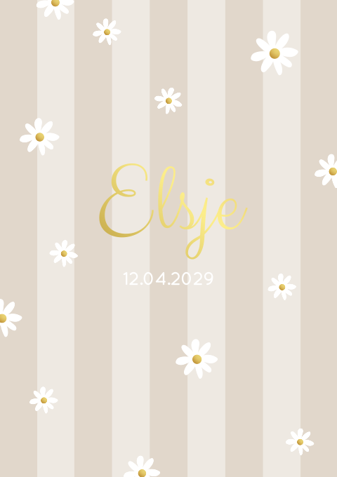 Geboortekaartje Madeliefjes Strepen Bloemetjes