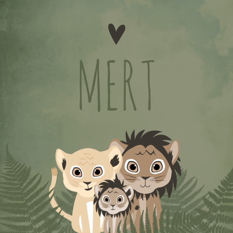 Geboortekaartje Jongen Jungle Leeuwen Stoer