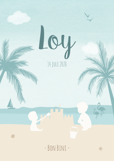 Geboortekaartje Jongen Strand Silhouet Zee