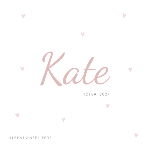 Geboortekaartje Meisje Wit Roze Hartjes Romantisch