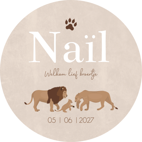 Raamsticker Rond Beige Leeuwen Velvetlook