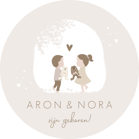 Raamsticker Rond Beige Happyhorse Knuffels