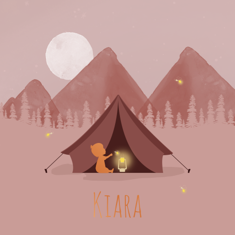 Geboortekaartje Meisje Vuurvliegje Kamperen Silhouet