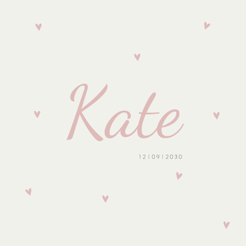 Geboortekaartje Meisje Wit Roze Hartjes Romantisch