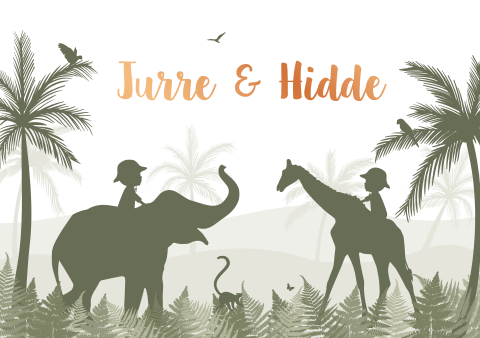 Geboortekaartje Tweeling Safari Jungle Groen