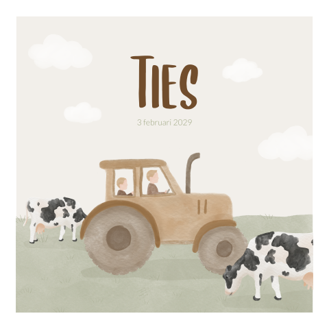 Geboortekaartje jongen boerderij trekker