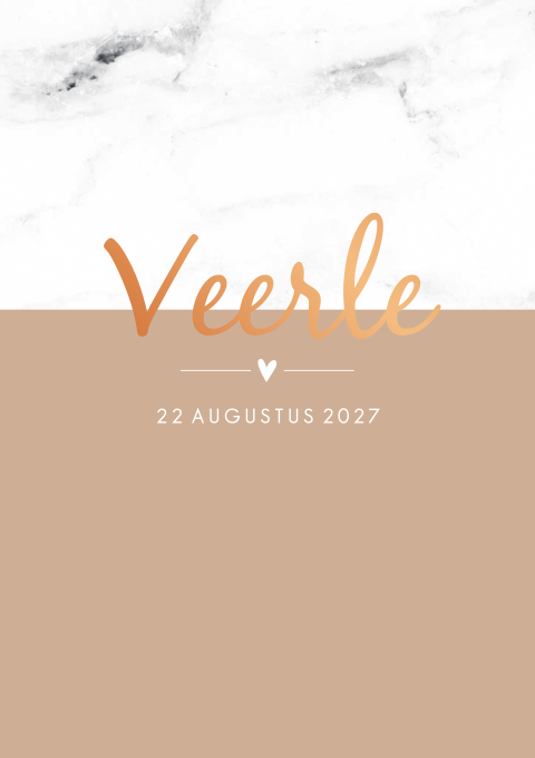 Geboortekaartje meisje marmer oudroze koper