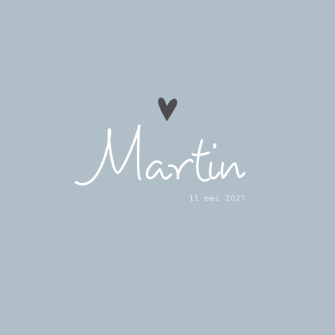 Geboortekaart jongen blauw hartjes wit