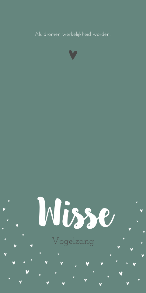 Geboortekaartje Jongen Groen Hartjes Lief