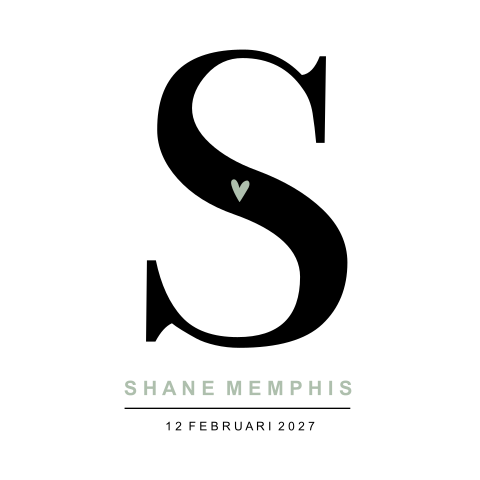 Geboortekaartje Jongen Initiaal Klassiek Clean