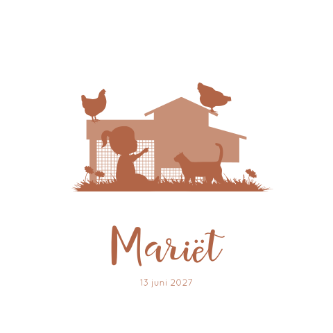 Geboortekaartje Meisje Dieren Silhouet