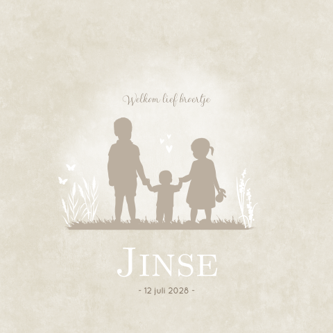 Geboortekaartje Broertje Velvet Silhouet Beige