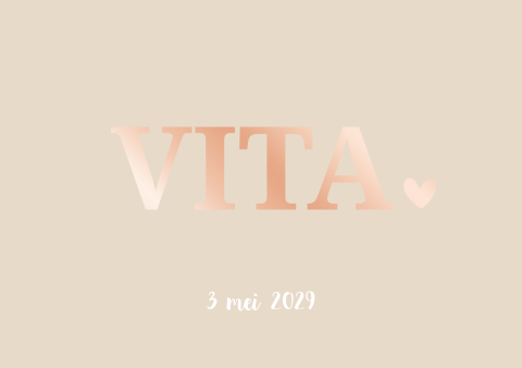 Geboortekaartje Meisje Peach Hartjes Rosefolie