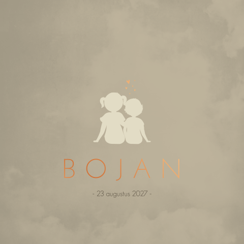 Geboortekaartje silhouet jongen zusje bruin