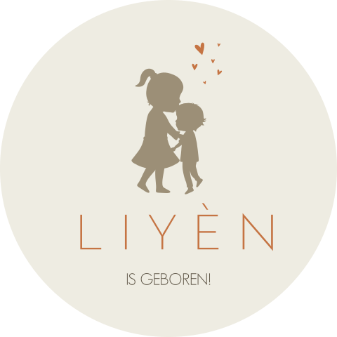 Raamsticker Rond Beige Silhouet Hartjes