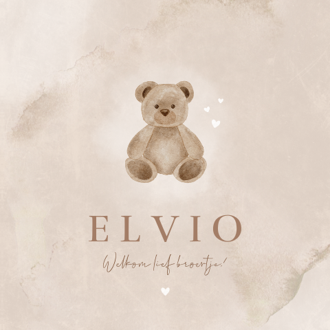 Geboortekaart Teddy Beertje Velvet Hartjes