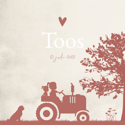 Geboortekaartje Meisje Silhouet Tractor Boerderij