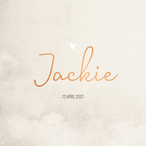 Geboortekaartje meisje beige stipjes