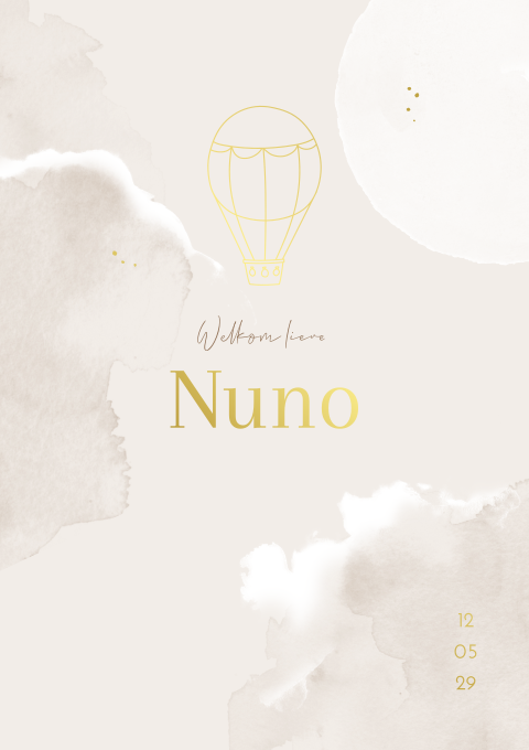 Geboortekaartje Jongen Luchtballon Wolkjes Maan