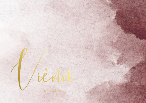 Geboortekaartje Meisje Waterverf Romantisch Goudfolie