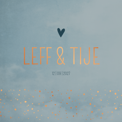 Geboorte kaartje tweeling blauw hart stippen