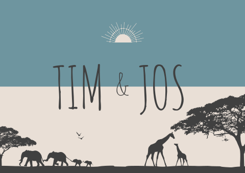 Geboortekaartje Tweeling Savanne Dieren Safari