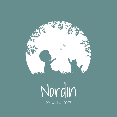 Geboortekaartje Jongen Illustratie Huisdier Spelen