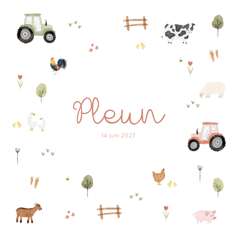 Geboortekaartje Meisje Boerderij Platteland Dieren