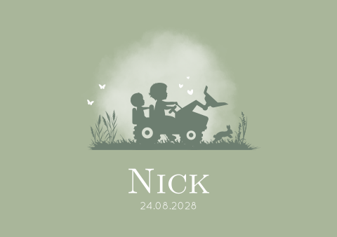 Geboortekaartje Silhouet Traptrekker Broertjes