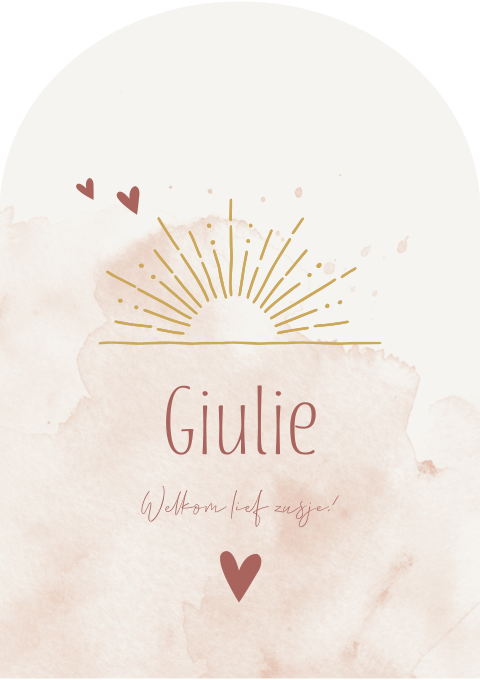 Geboortekaartje Meisje opkomende zon hartjes