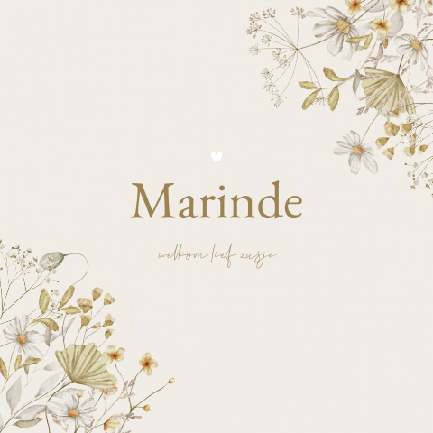 Geboortekaartje Meisje Aquarel Naturel Veldbloemen