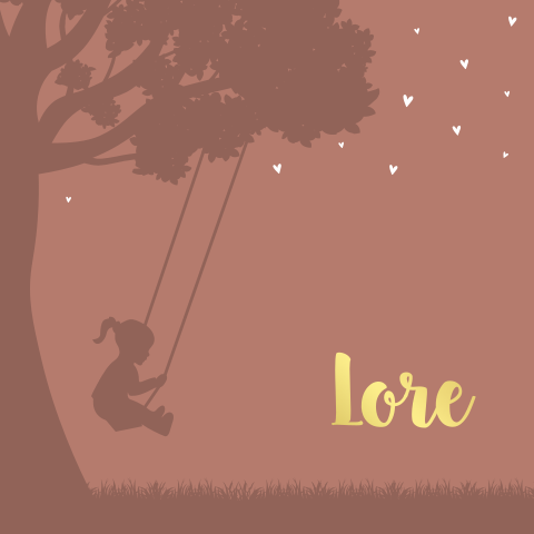 Geboortekaartje Meisje Schommel Roze Hartjes