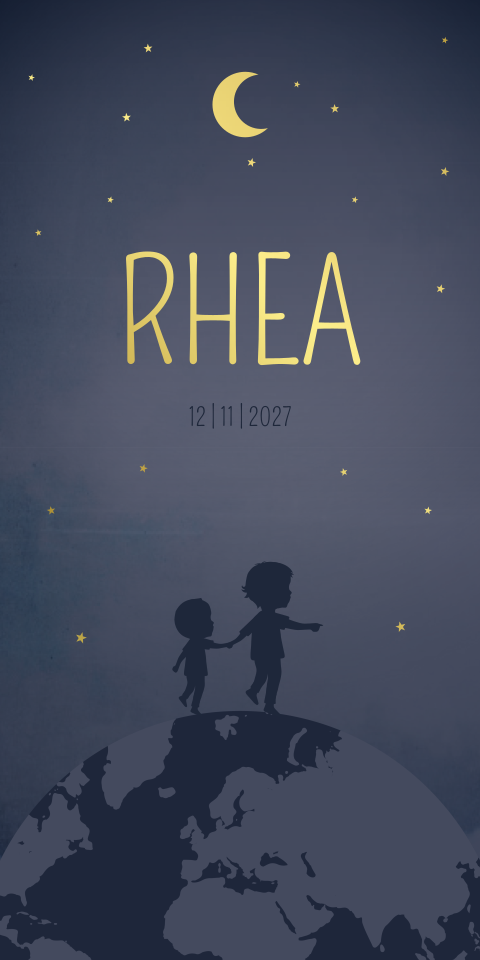 Geboortekaartje Jongen Wereldbol Goudfolie Broertje