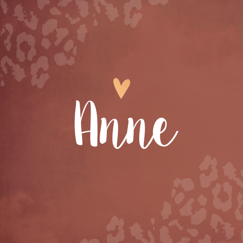 geboortekaartje meisje roestbruin panterprint hartje