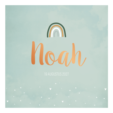 Geboortekaart jongen regenboog hartjes sterretjes
