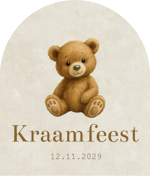 Label Geboortekaartje Teddybeertje Boogvorm