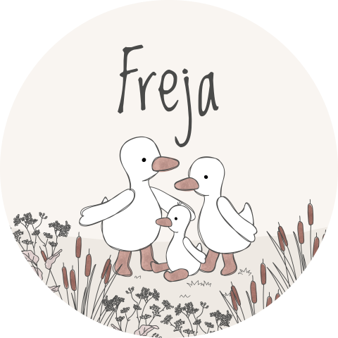 Raamsticker Rond Beige Schattig Eendjes