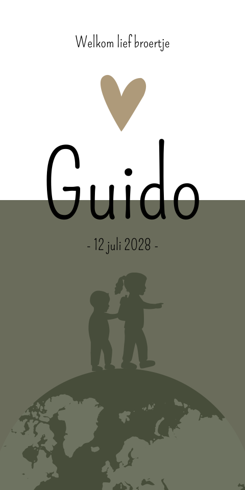 Geboortekaartje Groen Wereldbol Reizen Jongen