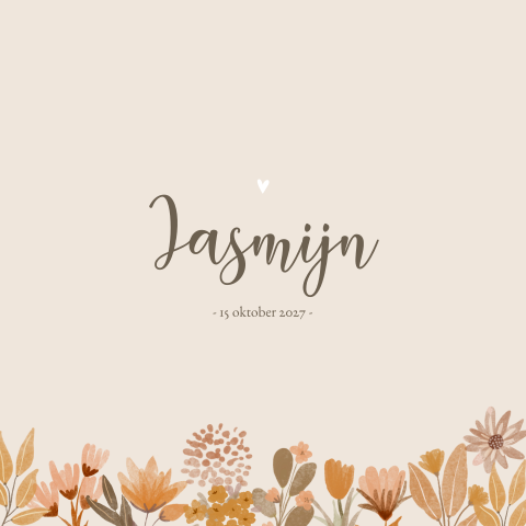 Geboortekaartje waterverf bloemen lief herfst