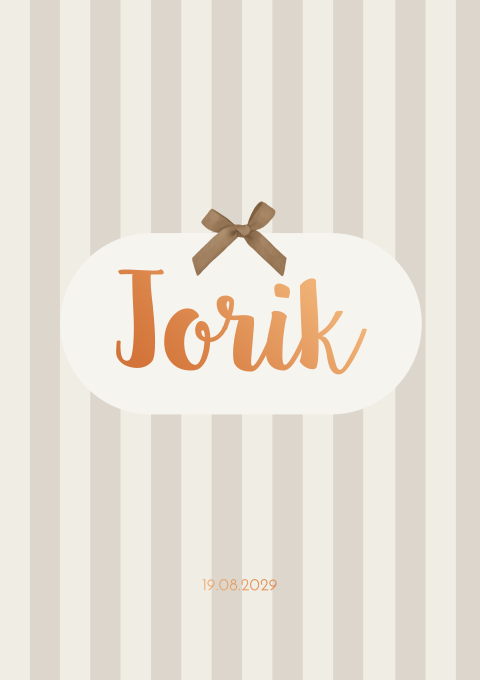 Geboortekaartje Jongen Strepen Streepjes Strikje