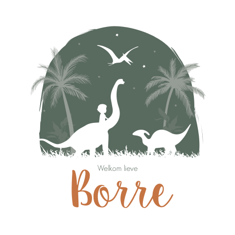 Raamsticker Rond Dino's Stoer Silhouetten