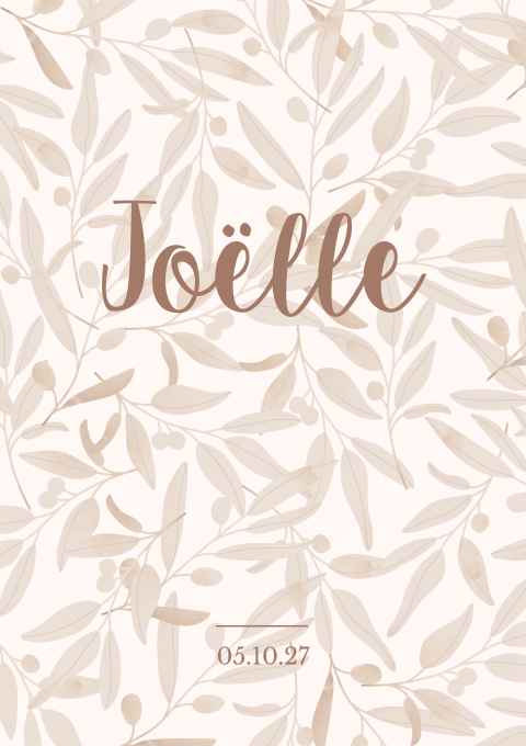 Geboortekaartje Meisje Botanisch Natuurlijk Beige