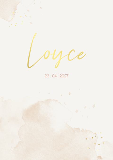 Geboortekaartje meisje aquarel beige stippen